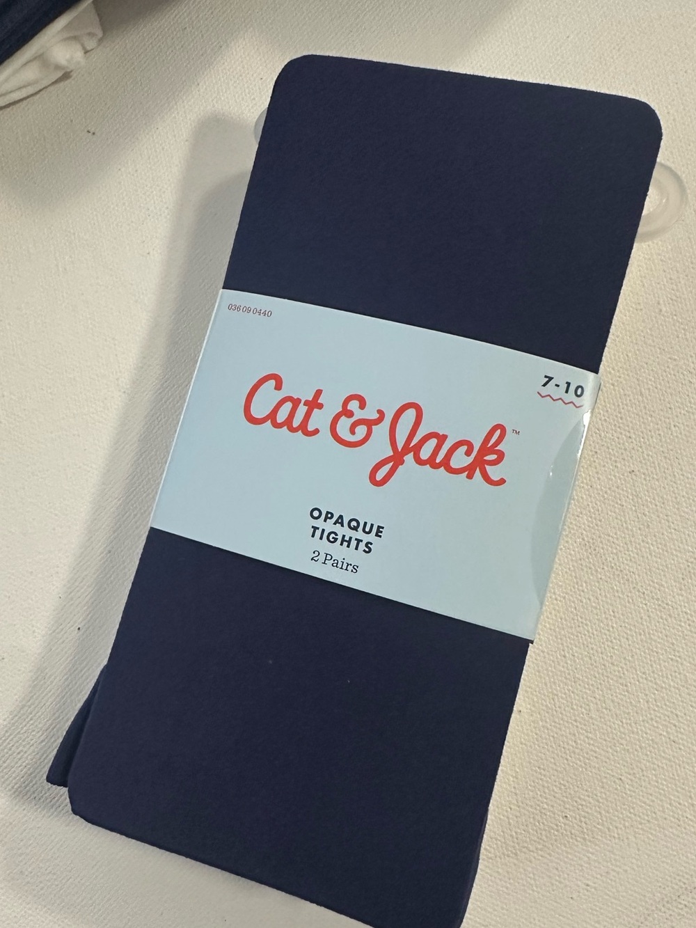 Cat & Jack | Navy | White | Opaque Tights, 7-10,  2 Pairs